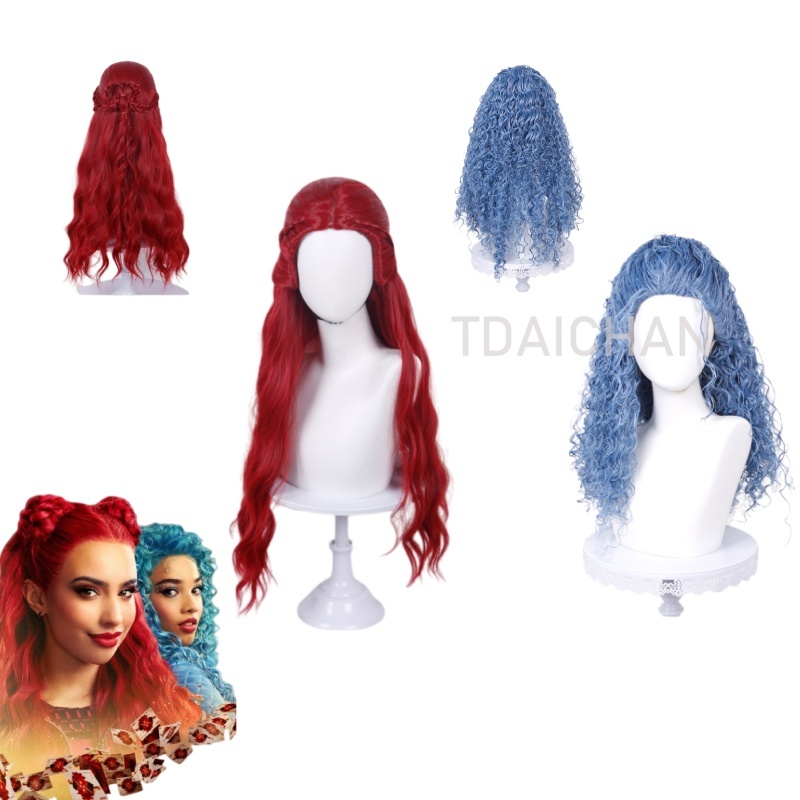 Women'S Red Accessories - Peruka Cosplay Kręcona Czerwona Księżniczka Fryzura