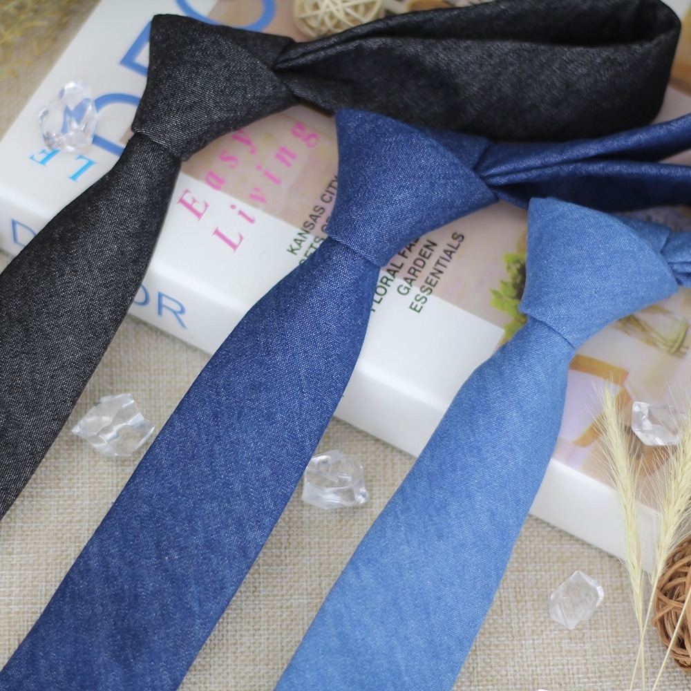 Women'S Jeans Accessories - Prosta, jednokolorowa krawatka z tkaniny dżinsowej,