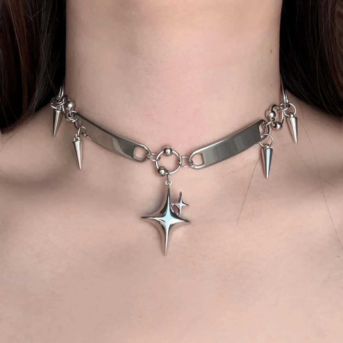 Punkowy choker z nitami, biżut – Women'S Accessories Rings recenzja i cena